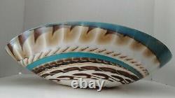 Murano Fornace Ferro Art Glass Bowl Sea Shell Blue Brown Large 21 Gorgeous