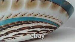 Murano Fornace Ferro Art Glass Bowl Sea Shell Blue Brown Large 21 Gorgeous