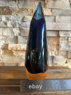 Murano Fornace Mian. Blue Amber Blown Glass Vase Signed Giuliano Mian Italy