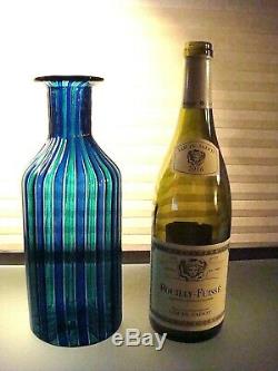 Murano Gio Ponti attr. Venini Glass a Canne Striped Bottle Vase