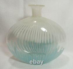 Murano Glass 1950's Dino Martens Mezza Filigrana Pillow Vase Powder Blue White