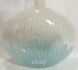 Murano Glass 1950's Dino Martens Mezza Filigrana Pillow Vase Powder Blue White