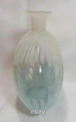 Murano Glass 1950's Dino Martens Mezza Filigrana Pillow Vase Powder Blue White