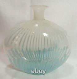 Murano Glass 1950's Dino Martens Mezza Filigrana Pillow Vase Powder Blue White
