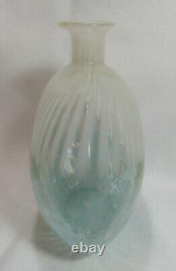 Murano Glass 1950's Dino Martens Mezza Filigrana Pillow Vase Powder Blue White