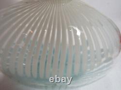 Murano Glass 1950's Dino Martens Mezza Filigrana Pillow Vase Powder Blue White