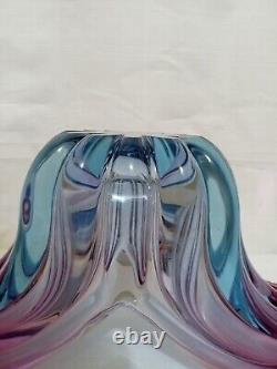 Murano Glass Alfredo Barbini Magenta Blue Winged Centerpiece
