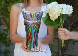 Murano Glass Large Starburst Vase Handmade Italian Glass