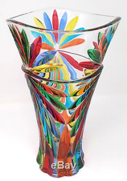 Murano Glass Large Starburst Vase, Made In Italy