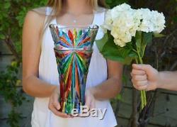 Murano Glass Large Starburst Vase, Made In Italy