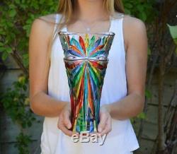 Murano Glass Large Starburst Vase, Made In Italy