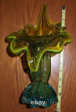 Murano Glass Somerso Jack In The Pulpit Art Glass Vase -Seguso era
