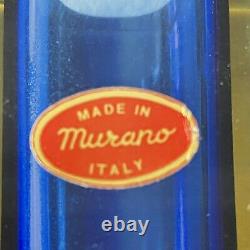 Murano Glass Vase Blue Amber Sommerso Faceted Art Glass Block 8 1/8 Vintage