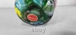 Murano Glass Vase Blue Red Yellow Millefiori 7 Tall Vintage With Sticker
