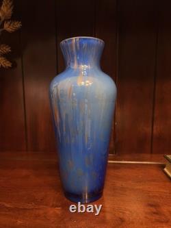 Murano Glass Vase Blue with Gold Flecks Made In Italy Hand Blown 9.5 Tall Murano Glass Vase Blue with Gold Flecks Made In Italy Hand Blown 9.5 Tall