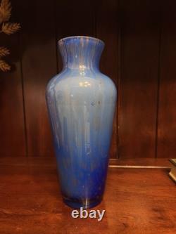 Murano Glass Vase Blue with Gold Flecks Made In Italy Hand Blown 9.5 Tall Murano Glass Vase Blue with Gold Flecks Made In Italy Hand Blown 9.5 Tall