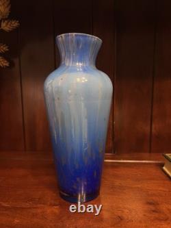 Murano Glass Vase Blue with Gold Flecks Made In Italy Hand Blown 9.5 Tall Murano Glass Vase Blue with Gold Flecks Made In Italy Hand Blown 9.5 Tall