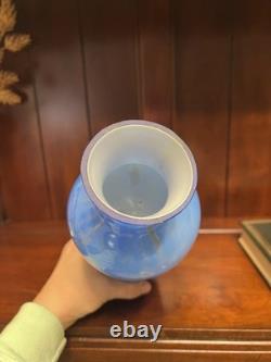 Murano Glass Vase Blue with Gold Flecks Made In Italy Hand Blown 9.5 Tall Murano Glass Vase Blue with Gold Flecks Made In Italy Hand Blown 9.5 Tall