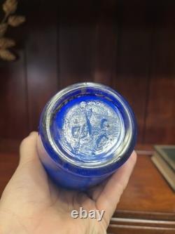 Murano Glass Vase Blue with Gold Flecks Made In Italy Hand Blown 9.5 Tall Murano Glass Vase Blue with Gold Flecks Made In Italy Hand Blown 9.5 Tall