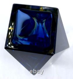 Murano Glass Vase By Alessandro Mandruzzato Sommerso Blue Yellow 6