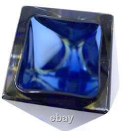 Murano Glass Vase By Alessandro Mandruzzato Sommerso Blue Yellow 6