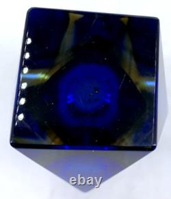 Murano Glass Vase By Alessandro Mandruzzato Sommerso Blue Yellow 6