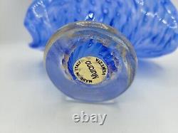 Murano Italy Blue Gold Bullicante Clam Bud Vase 3.5