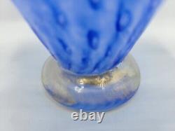 Murano Italy Blue Gold Bullicante Clam Bud Vase 3.5