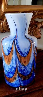 Murano Mid-Century Modern Carlo Moretti 1970's Orange and Blue glass art vase