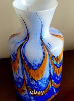 Murano Mid-Century Modern Carlo Moretti 1970's Orange and Blue glass art vase