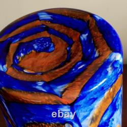 Murano Mid-Century Modern Carlo Moretti 1970's Orange and Blue glass art vase