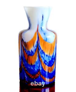 Murano Mid-Century Modern Carlo Moretti 1970's Orange and Blue glass art vase