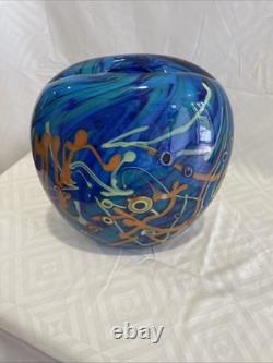 Murano Milleriori 20Th Century Modern Italian Design Colorful Blue Glass Vase