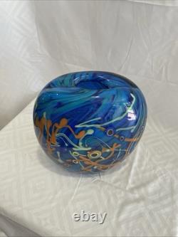 Murano Milleriori 20Th Century Modern Italian Design Colorful Blue Glass Vase