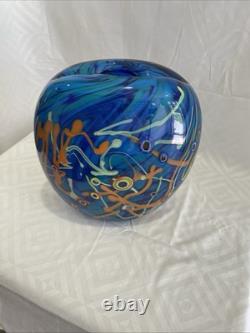 Murano Milleriori 20Th Century Modern Italian Design Colorful Blue Glass Vase