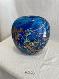 Murano Milleriori 20Th Century Modern Italian Design Colorful Blue Glass Vase