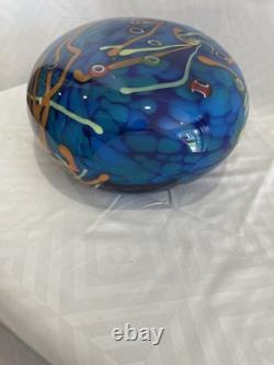 Murano Milleriori 20Th Century Modern Italian Design Colorful Blue Glass Vase