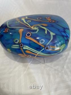 Murano Milleriori 20Th Century Modern Italian Design Colorful Blue Glass Vase