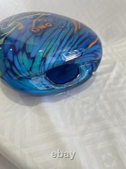Murano Milleriori 20Th Century Modern Italian Design Colorful Blue Glass Vase