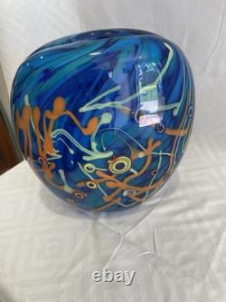 Murano Milleriori 20Th Century Modern Italian Design Colorful Blue Glass Vase