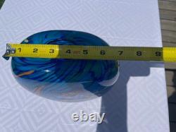 Murano Milleriori 20Th Century Modern Italian Design Colorful Blue Glass Vase