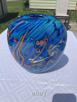 Murano Milleriori 20Th Century Modern Italian Design Colorful Blue Glass Vase