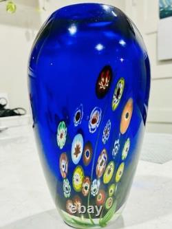 Murano Millifiori Cobalt Blue Glass Vase (Heavy)