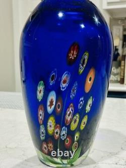 Murano Millifiori Cobalt Blue Glass Vase (Heavy)