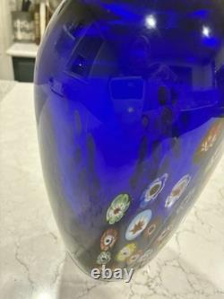 Murano Millifiori Cobalt Blue Glass Vase (Heavy)