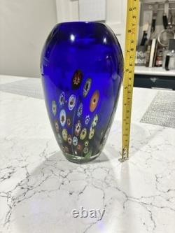 Murano Millifiori Cobalt Blue Glass Vase (Heavy)
