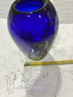 Murano Millifiori Cobalt Blue Glass Vase (Heavy)
