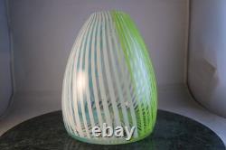 Murano Modern Art Blown Glass Vase Lime White Clear Green Blue 7 Tall x 5 Wide