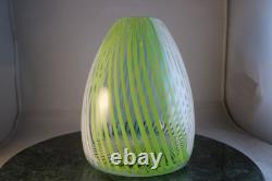 Murano Modern Art Blown Glass Vase Lime White Clear Green Blue 7 Tall x 5 Wide