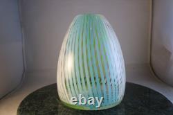 Murano Modern Art Blown Glass Vase Lime White Clear Green Blue 7 Tall x 5 Wide